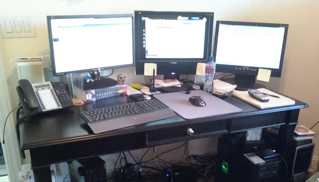 VoIP desk phones connected to an enterprise network
