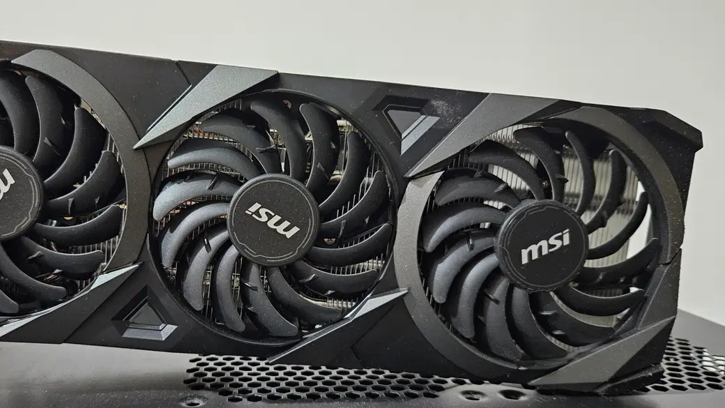 An NVIDIA GeForce RTX graphics card inside a desktop gaming PC