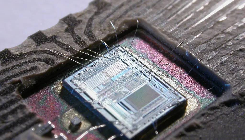 A close-up of a high-performance processor package on a circuit board