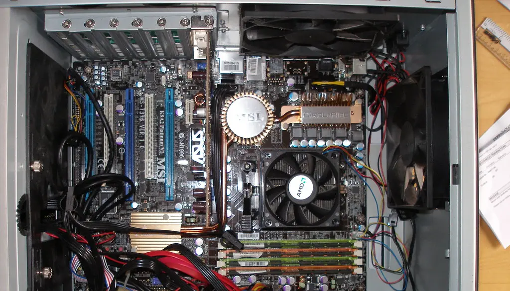 A graphics card installed inside a gaming PC